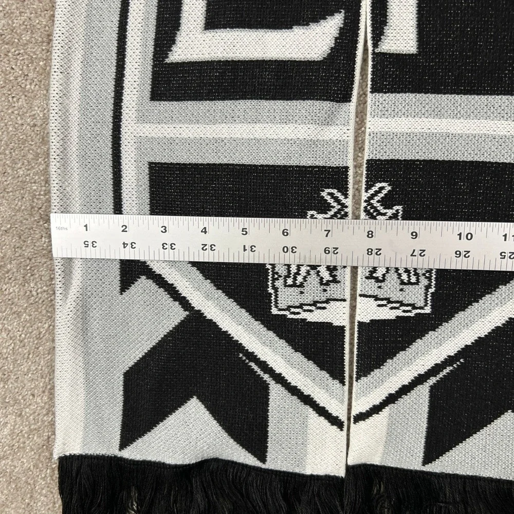 Adidas LA Kings NHL Knit Scarf Gray Black White Logo Fringe One Size
